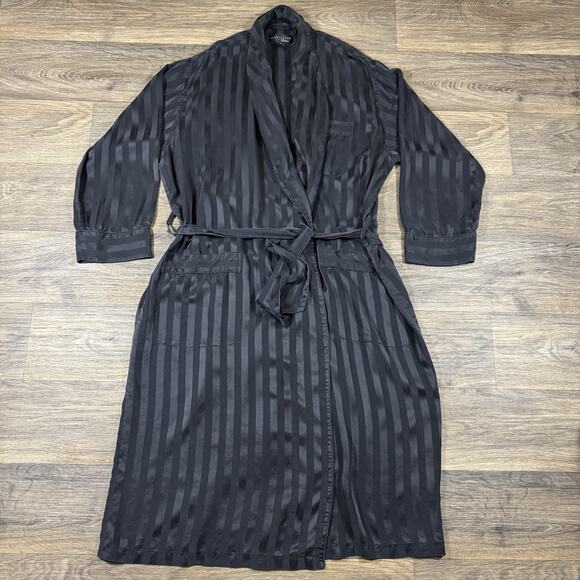 VTG Intimo Luxe 100% SILK Wrap Robe Kimono w/Tie Medium Old Money Black - Picture 1 of 10